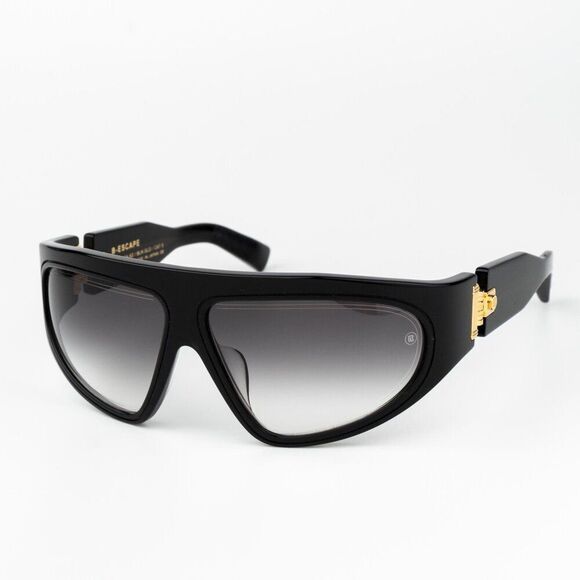 Balmain Women Sunglasses Titanium Black Gold Grey Gradient Wraparound B-ESCAPE main image 8